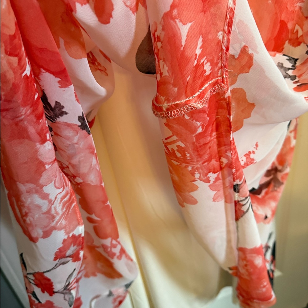 Karin Stevens Coral and Black Floral Maxi Dress - Picture 6 of 10